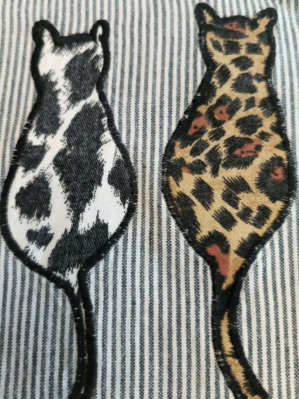 Vintage Casey & Max Striped Embroidered Shirt 2 Pieces Cottagecore Cats/Hearts M - Picture 7 of 16